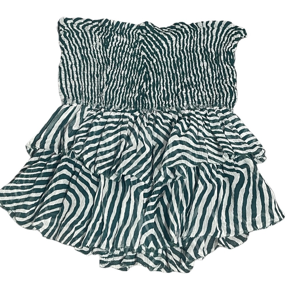 Isabel Marant Etoile Green & White Striped Skirt 100% Silk